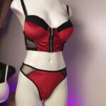 💜 ست شورت و سوتین مخمل و تور جک‌دار با زیپ جلو برند: My Venus | ترکیه