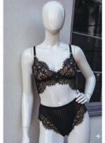 👙 سوتین فنردار فانتزی مشکی با تور مژه طراحی خاص برند merrysee  ترکیه