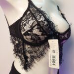 👙 سوتین فنردار فانتزی مشکی با تور مژه طراحی خاص برند merrysee  ترکیه - Image 3