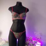 👙 ست شورت و سوتین توری طرح شکوفه صورتی | برند Arona ترکیه  | کاپ B - Image 11