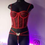 💃 ست شورت و کورست توری قرمز ولنتاین | برند ترکیه‌ای Koton Hill