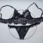 ست لباس زیر فانتزی گیپور زنانه | سوتین و شورت بکلس شفاف مشکی و سفید