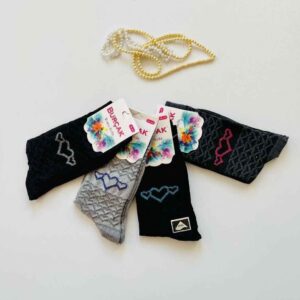 جوراب ساق‌دار دخترانه ترک BURÇAK – طرح قلب | پک ۴ عددی | فری‌سایز 38 تا 41