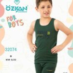 تاپ و شورت پادار پسرانه بچگانه اوزکان نخ پنبه اصل ترکیه | سایز 9تا ۱۲ سال